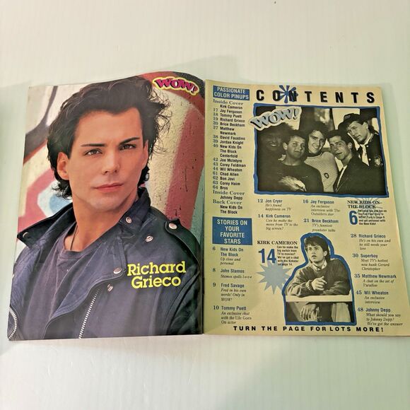 WOW! Magazine January 1990 Vol 3 No 1 NKOTB Johnny Depp Richard Grieco - Picture 2 of 3